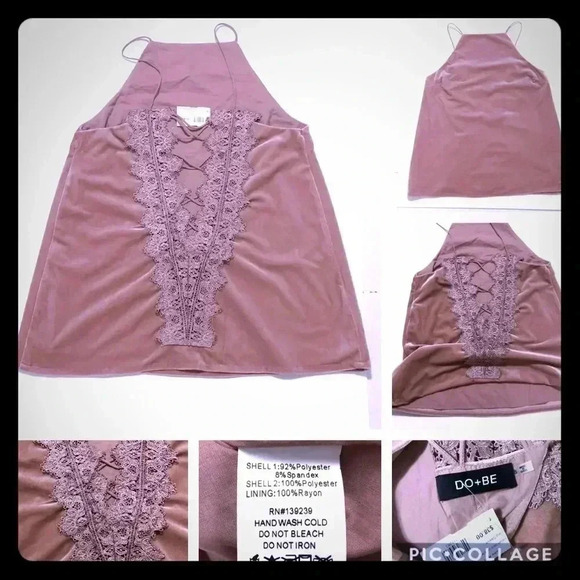 Do+Be Tops - Velvet lace‎ back tank Sz S